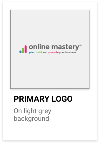 Primary logo on Grey - Brand Guidelines - Online Mastery
